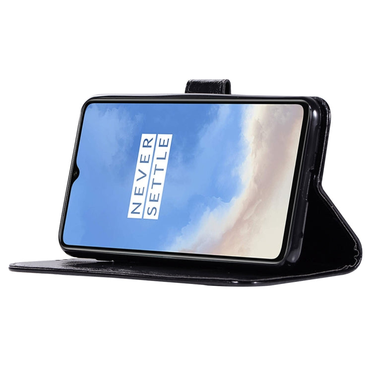 For OnePlus 7T Retro Copper Button Crazy Horse Horizontal Flip PU Leather Case with Holder & Card Slots & Wallet & Lanyard