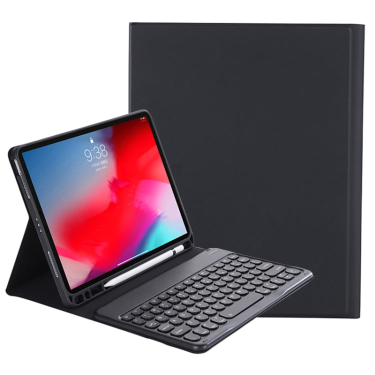 Y-C11B 2021 Detachable Candy Color Skin Texture Round Keycap Bluetooth Keyboard Leather Tablet Case with Pen Slot & Stand For iPad Pro 11 (2021)