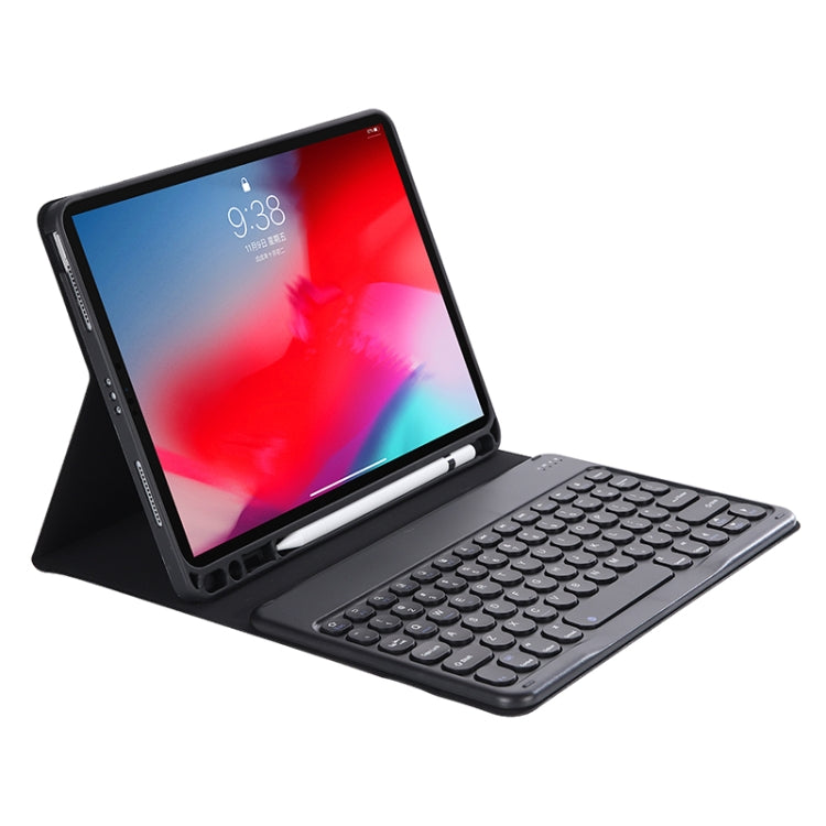 Y-C11B 2021 Detachable Candy Color Skin Texture Round Keycap Bluetooth Keyboard Leather Tablet Case with Pen Slot & Stand For iPad Pro 11 (2021)