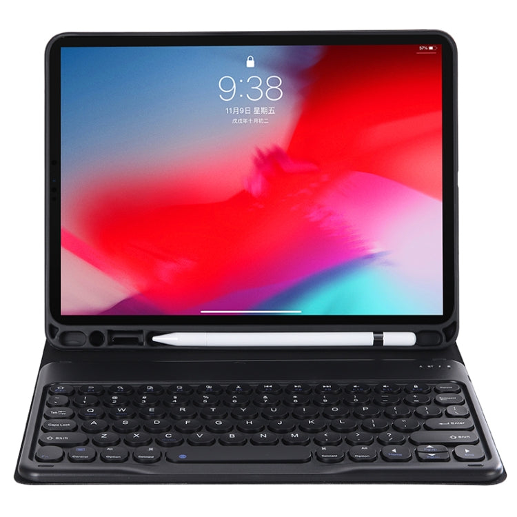 Y-C11B 2021 Detachable Candy Color Skin Texture Round Keycap Bluetooth Keyboard Leather Tablet Case with Pen Slot & Stand For iPad Pro 11 (2021)