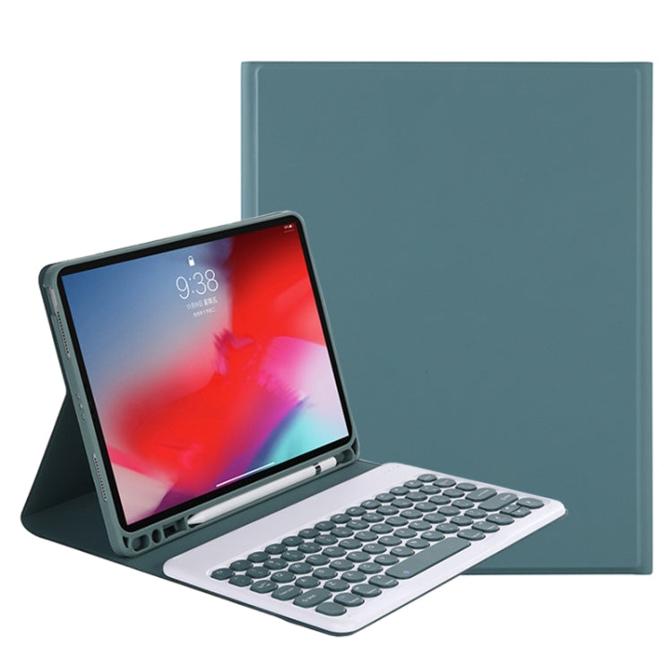 Y-C11B 2021 Detachable Candy Color Skin Texture Round Keycap Bluetooth Keyboard Leather Tablet Case with Pen Slot & Stand For iPad Pro 11 (2021)