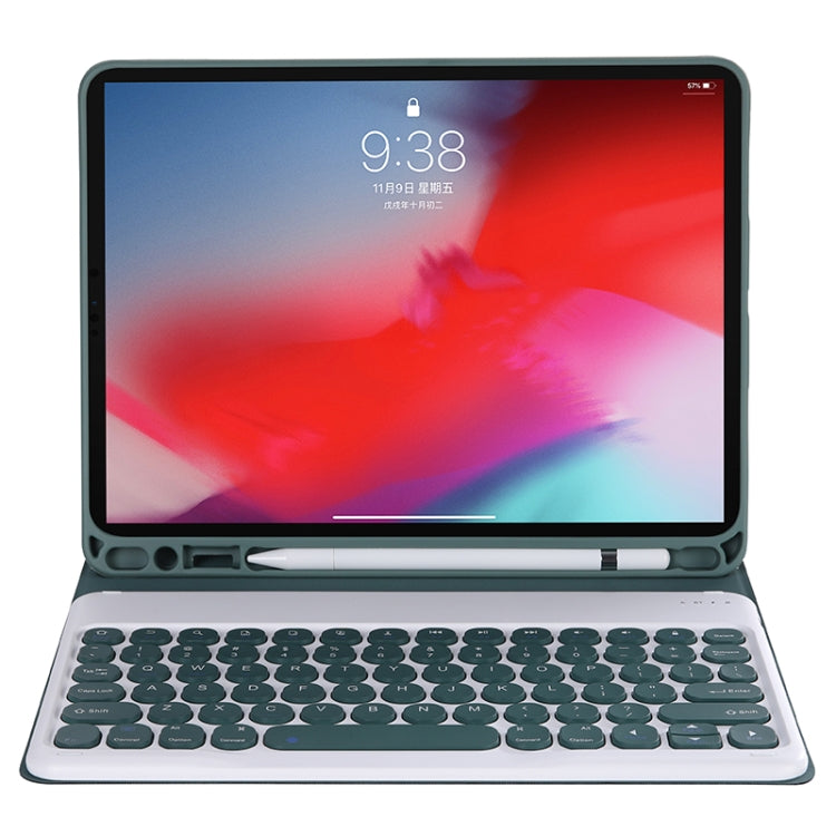 Y-C11B 2021 Detachable Candy Color Skin Texture Round Keycap Bluetooth Keyboard Leather Tablet Case with Pen Slot & Stand For iPad Pro 11 (2021)
