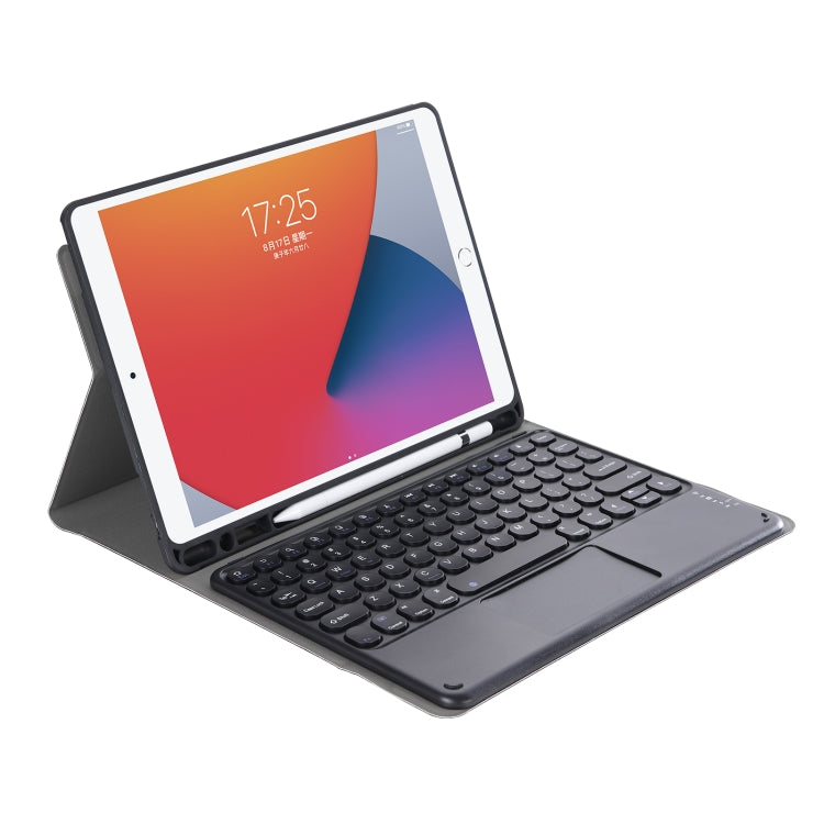 YA11B-A 2021 Detachable Lambskin Texture Round Keycap Bluetooth Keyboard Leather Tablet Case with Touch Control & Pen Slot & Stand For iPad Pro 11 (2021)
