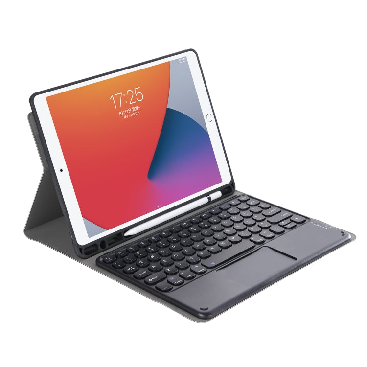 YA11B-A 2021 Detachable Lambskin Texture Round Keycap Bluetooth Keyboard Leather Tablet Case with Touch Control & Pen Slot & Stand For iPad Pro 11 (2021)