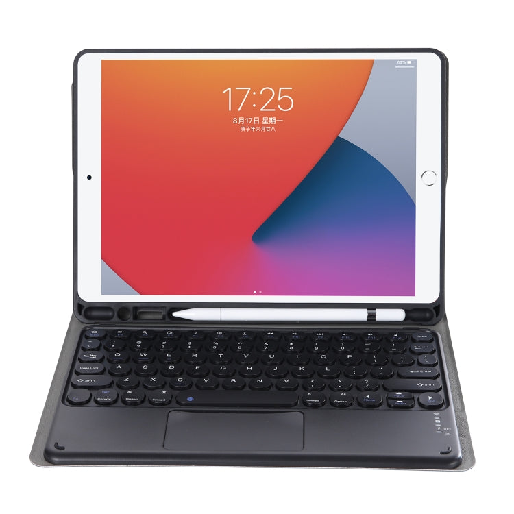 YA11B-A 2021 Detachable Lambskin Texture Round Keycap Bluetooth Keyboard Leather Tablet Case with Touch Control & Pen Slot & Stand For iPad Pro 11 (2021)