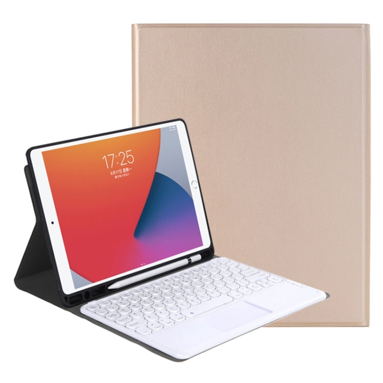 YA11B-A 2021 Detachable Lambskin Texture Round Keycap Bluetooth Keyboard Leather Tablet Case with Touch Control & Pen Slot & Stand For iPad Pro 11 (2021)