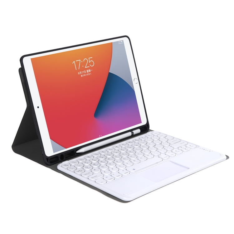 YA11B-A 2021 Detachable Lambskin Texture Round Keycap Bluetooth Keyboard Leather Tablet Case with Touch Control & Pen Slot & Stand For iPad Pro 11 (2021)