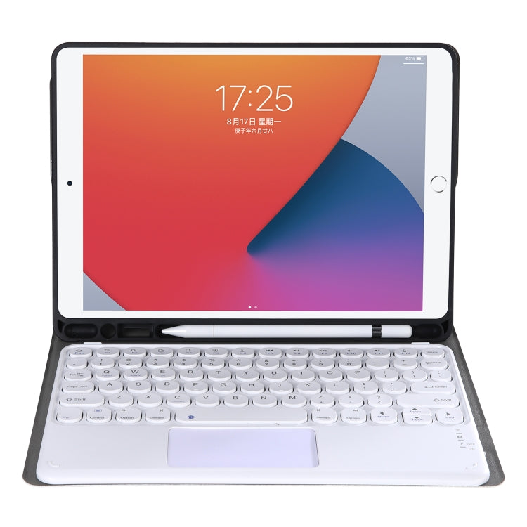 YA11B-A 2021 Detachable Lambskin Texture Round Keycap Bluetooth Keyboard Leather Tablet Case with Touch Control & Pen Slot & Stand For iPad Pro 11 (2021)