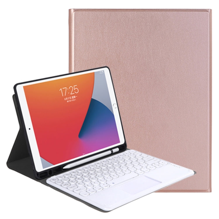YA11B-A 2021 Detachable Lambskin Texture Round Keycap Bluetooth Keyboard Leather Tablet Case with Touch Control & Pen Slot & Stand For iPad Pro 11 (2021)