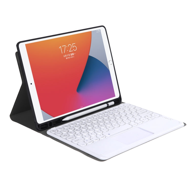 YA11B-A 2021 Detachable Lambskin Texture Round Keycap Bluetooth Keyboard Leather Tablet Case with Touch Control & Pen Slot & Stand For iPad Pro 11 (2021)
