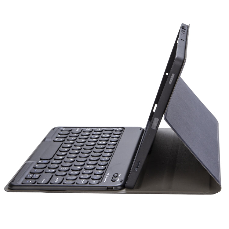 YA11B 2021 Detachable Lambskin Texture Round Keycap Bluetooth Keyboard Leather Tablet Case with Pen Slot & Stand For iPad Pro 11 (2021)