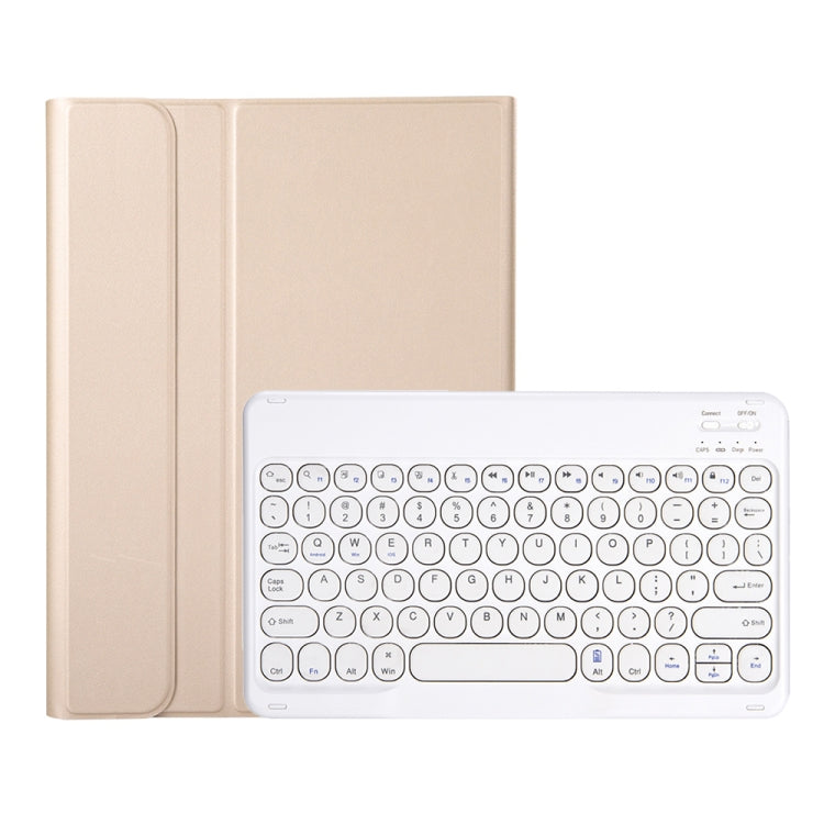 YA11B 2021 Detachable Lambskin Texture Round Keycap Bluetooth Keyboard Leather Tablet Case with Pen Slot & Stand For iPad Pro 11 (2021)