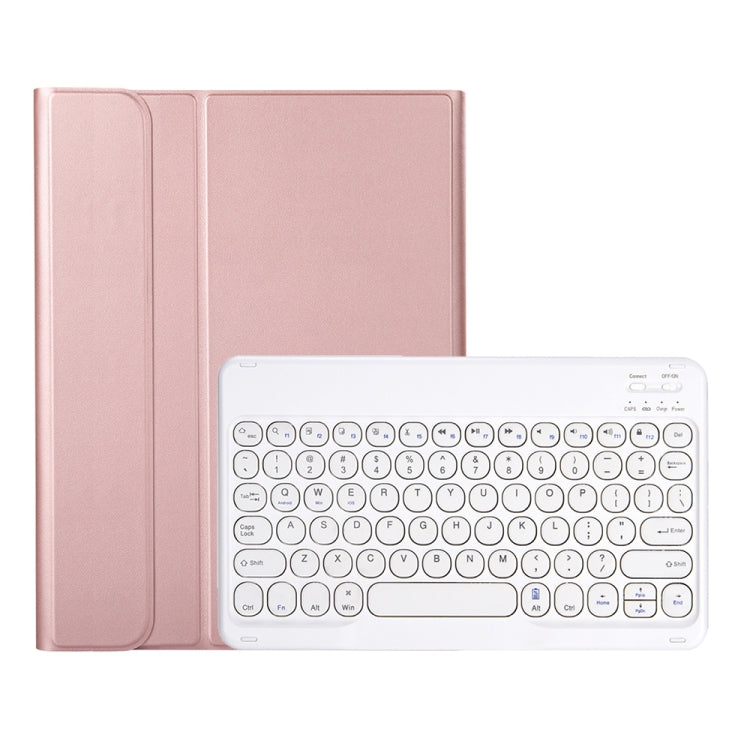 YA11B 2021 Detachable Lambskin Texture Round Keycap Bluetooth Keyboard Leather Tablet Case with Pen Slot & Stand For iPad Pro 11 (2021)