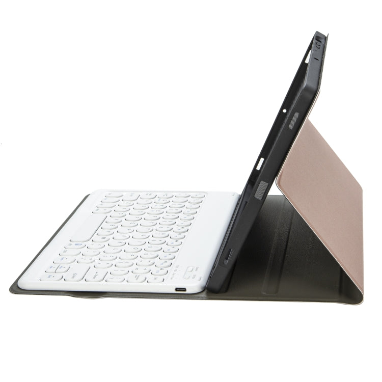 YA11B 2021 Detachable Lambskin Texture Round Keycap Bluetooth Keyboard Leather Tablet Case with Pen Slot & Stand For iPad Pro 11 (2021)