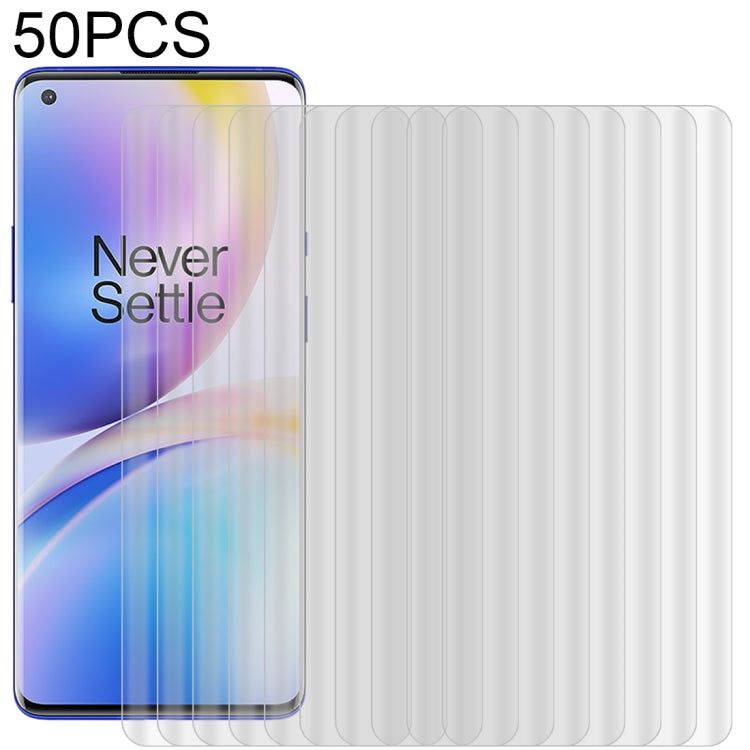 For OnePlus 8 Pro 50 PCS 3D Curved Silk-screen PET Full Coverage Protective Film(Transparent)