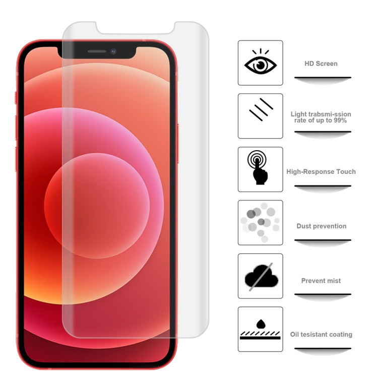 For iPhone 12 mini 50pcs 3D Curved Silk-screen PET Full Coverage Protective Film(Transparent)