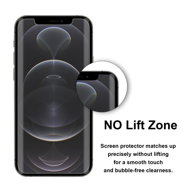 For iPhone 12 / 12 Pro 50pcs 3D Curved Silk-screen PET Full Coverage Protective Film(Transparent)
