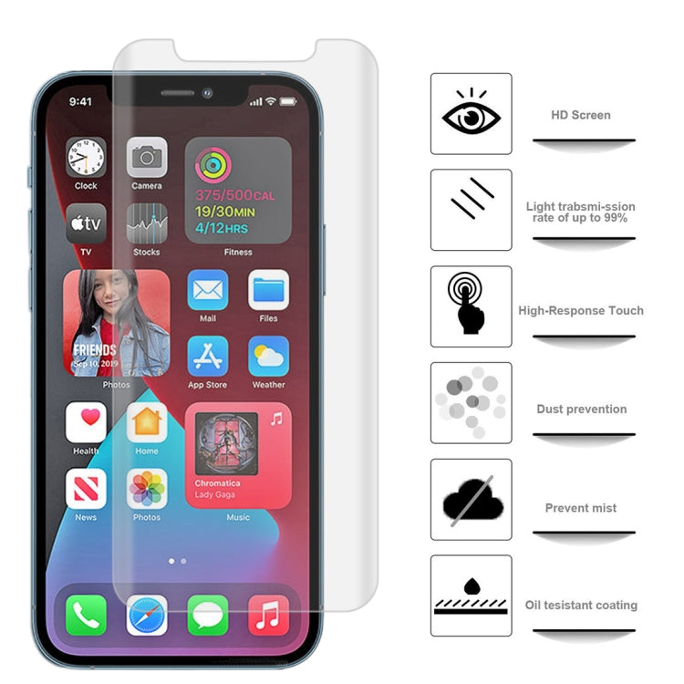 For iPhone 12 Pro Max 50pcs 3D Curved Silk-screen PET Full Coverage Protective Film(Transparent)
