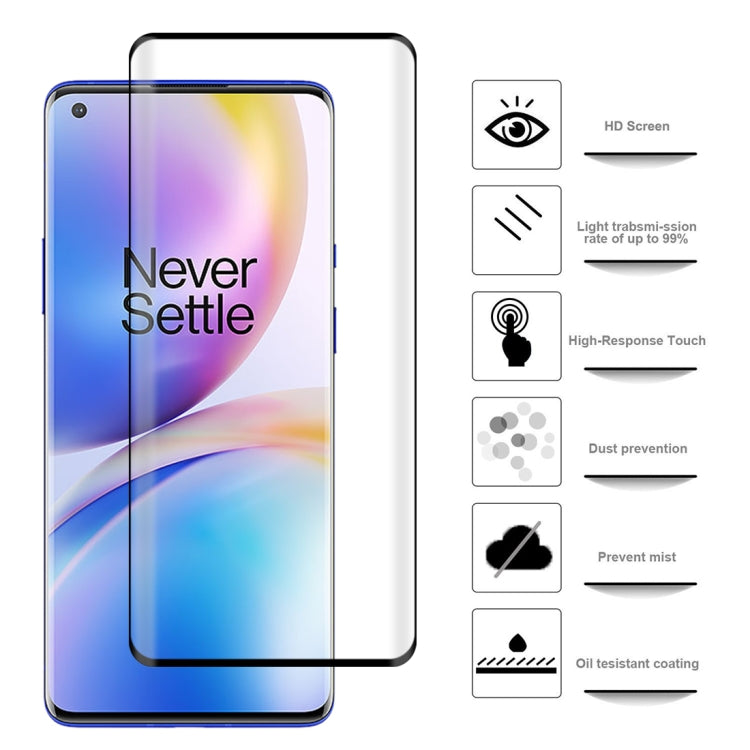 For OnePlus 8 Pro 2 PCS 3D Curved Silk-screen PET Full Coverage Protective Film(Black)