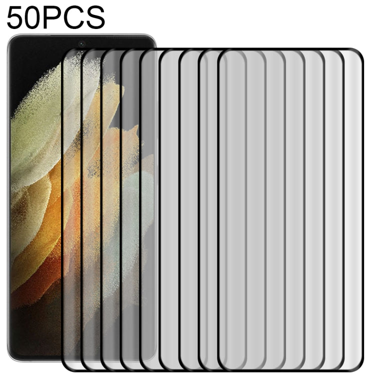 For Samsung Galaxy S21 Ultra 5G 50pcs 3D Curved Silk-screen PET Full Coverage Protective Film(Black)