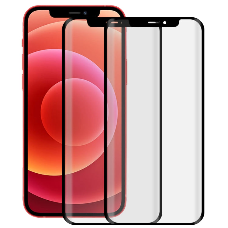 For iPhone 12 mini 2pcs 3D Curved Silk-screen PET Full Coverage Protective Film(Black)