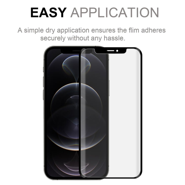 For iPhone 12 / 12 Pro 2pcs 3D Curved Silk-screen PET Full Coverage Protective Film(Black)