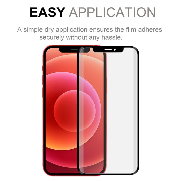 For iPhone 12 mini 50pcs 3D Curved Silk-screen PET Full Coverage Protective Film(Black)