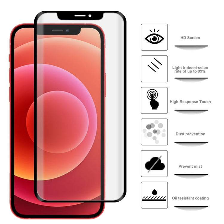 For iPhone 12 mini 50pcs 3D Curved Silk-screen PET Full Coverage Protective Film(Black)