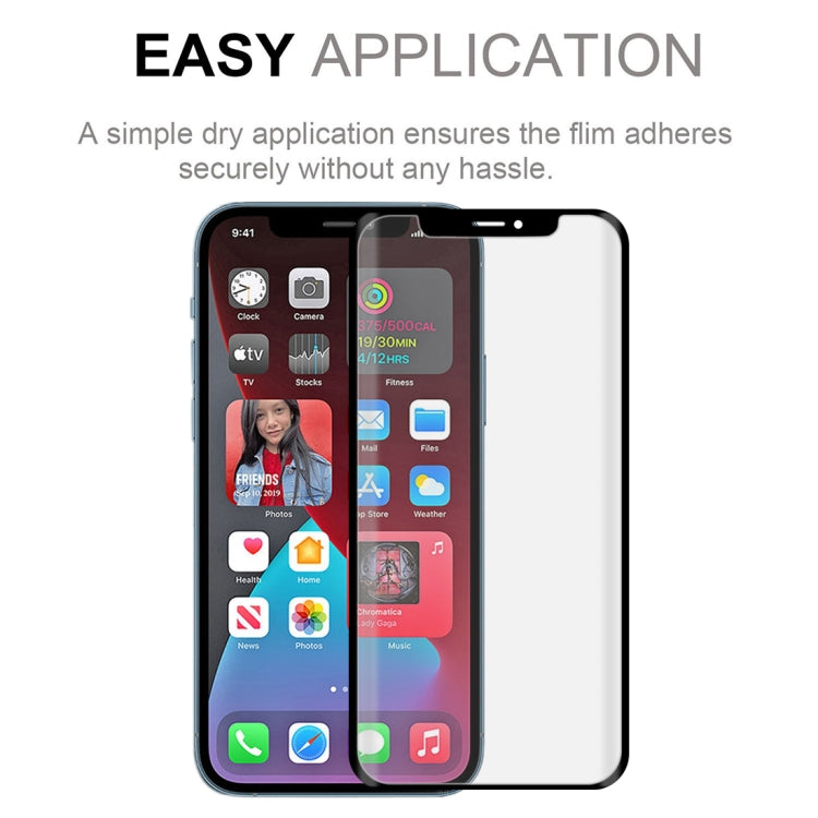 For iPhone 12 Pro Max 50pcs 3D Curved Silk-screen PET Full Coverage Protective Film(Black)