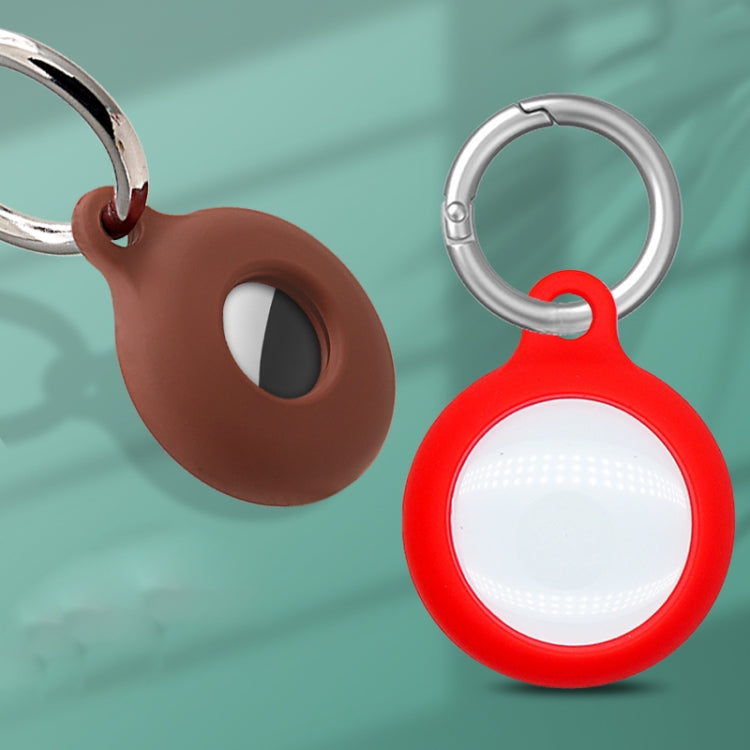 Dual-Side Hollow Anti-scratch Silicone Shockproof Protective Cover Case with Keychain Hook Loop For AirTag