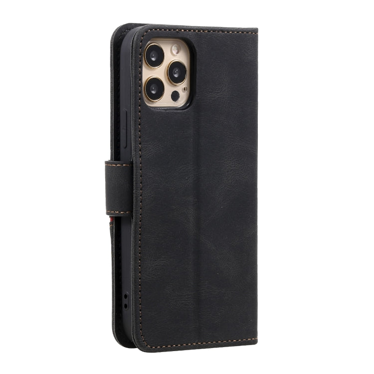 For iPhone 12 mini Three-color Stitching Calf Texture Horizontal Flip Leather Case with Holder & Card Slots & Wallet