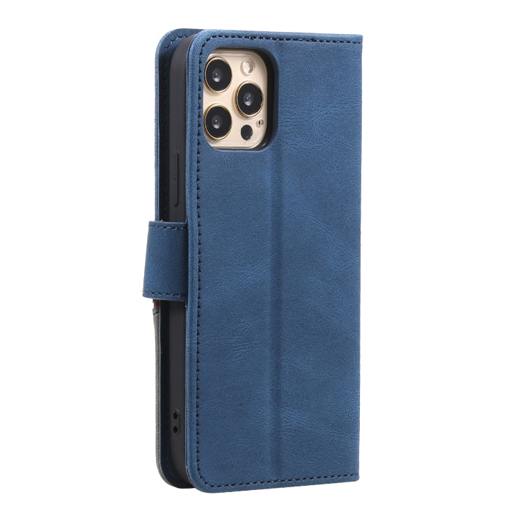 For iPhone 12 mini Three-color Stitching Calf Texture Horizontal Flip Leather Case with Holder & Card Slots & Wallet