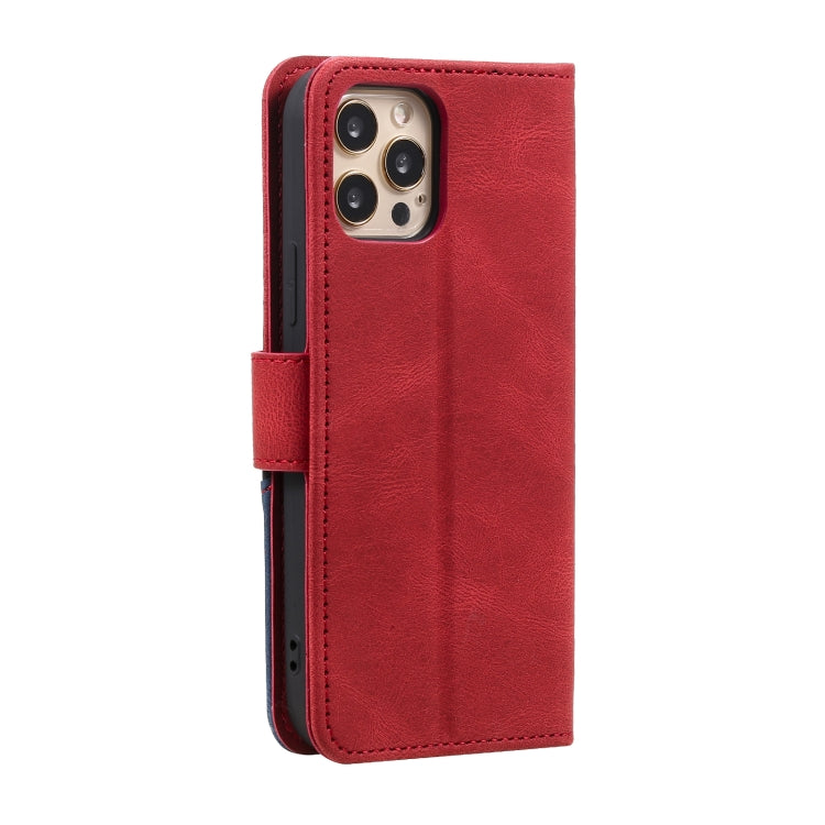 For iPhone 12 mini Three-color Stitching Calf Texture Horizontal Flip Leather Case with Holder & Card Slots & Wallet