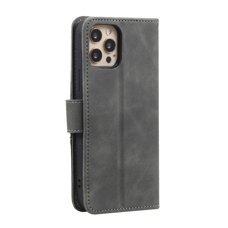 For iPhone 12 / 12 Pro Three-color Stitching Calf Texture Horizontal Flip Leather Case with Holder & Card Slots & Wallet