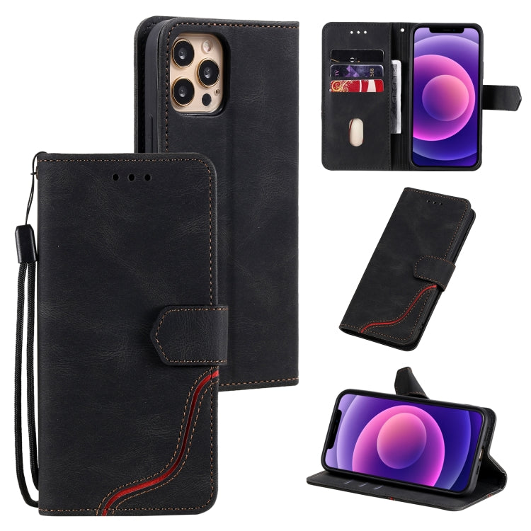 For iPhone 11 Pro Three-color Stitching Calf Texture Horizontal Flip Leather Case with Holder & Card Slots & Wallet