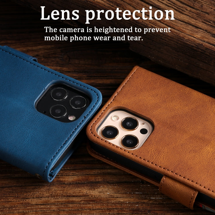 For iPhone 11 Pro Max Three-color Stitching Calf Texture Horizontal Flip Leather Case with Holder & Card Slots & Wallet