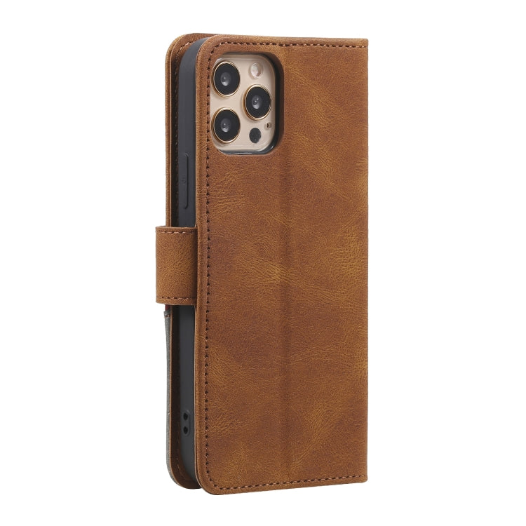 For iPhone 11 Pro Max Three-color Stitching Calf Texture Horizontal Flip Leather Case with Holder & Card Slots & Wallet