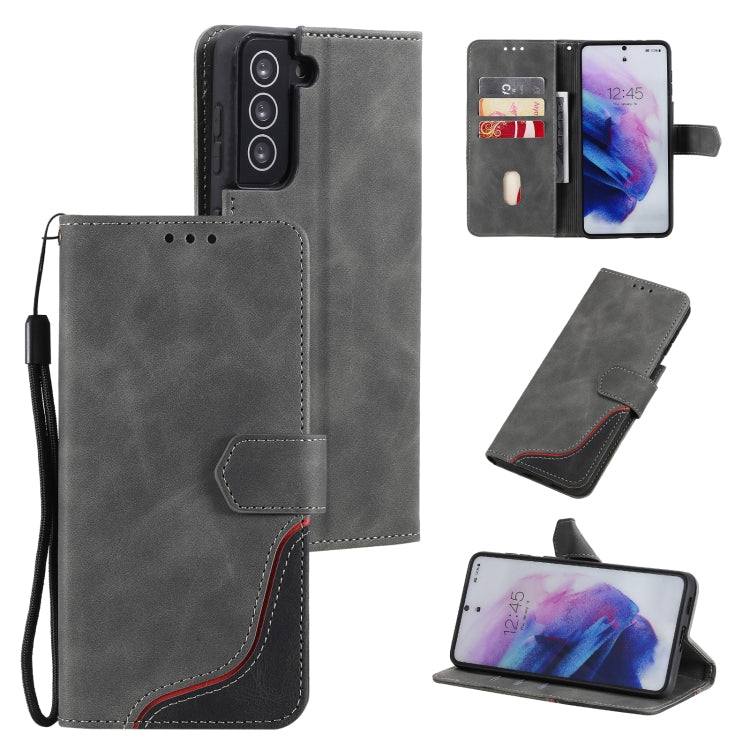 Three-color Stitching Calf Texture Horizontal Flip Leather Case with Holder & Card Slots & Wallet For Samsung Galaxy S21 5G