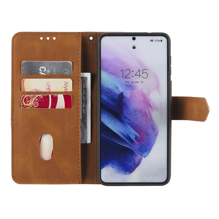 Three-color Stitching Calf Texture Horizontal Flip Leather Case with Holder & Card Slots & Wallet For Samsung Galaxy S21+ 5G