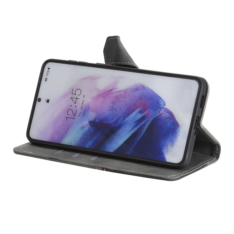 Three-color Stitching Calf Texture Horizontal Flip Leather Case with Holder & Card Slots & Wallet For Samsung Galaxy S21+ 5G