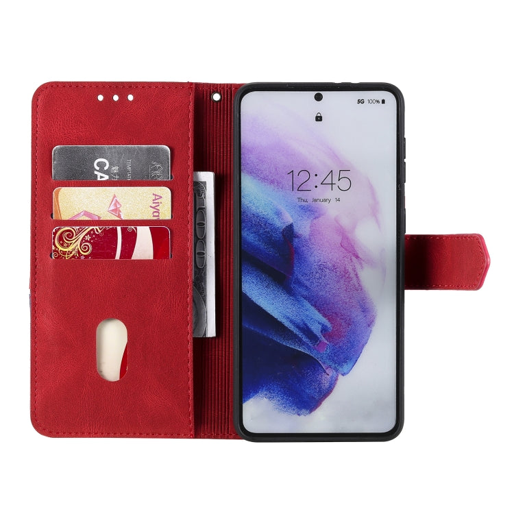 Three-color Stitching Calf Texture Horizontal Flip Leather Case with Holder & Card Slots & Wallet For Samsung Galaxy S21+ 5G