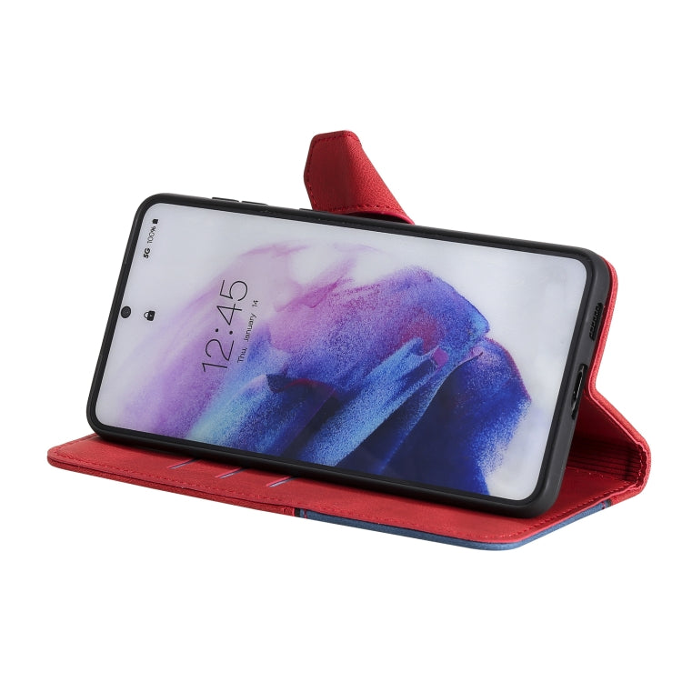 Three-color Stitching Calf Texture Horizontal Flip Leather Case with Holder & Card Slots & Wallet For Samsung Galaxy S21+ 5G