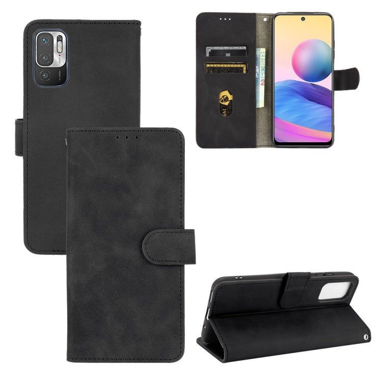 For Xiaomi Redmi Note 10 5G Solid Color Skin Feel Magnetic Buckle Horizontal Flip Calf Texture PU Leather Case with Holder & Card Slots & Wallet