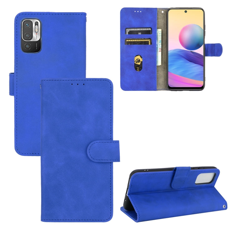 For Xiaomi Redmi Note 10 5G Solid Color Skin Feel Magnetic Buckle Horizontal Flip Calf Texture PU Leather Case with Holder & Card Slots & Wallet