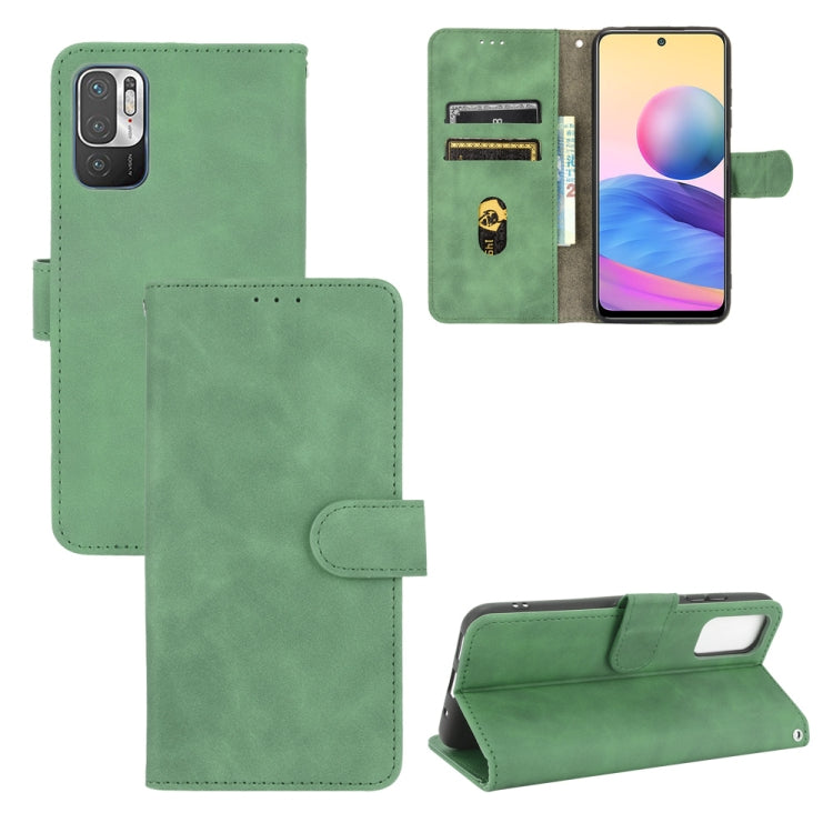 For Xiaomi Redmi Note 10 5G Solid Color Skin Feel Magnetic Buckle Horizontal Flip Calf Texture PU Leather Case with Holder & Card Slots & Wallet