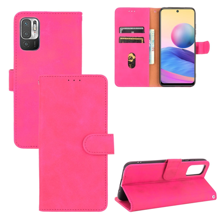 For Xiaomi Redmi Note 10 5G Solid Color Skin Feel Magnetic Buckle Horizontal Flip Calf Texture PU Leather Case with Holder & Card Slots & Wallet