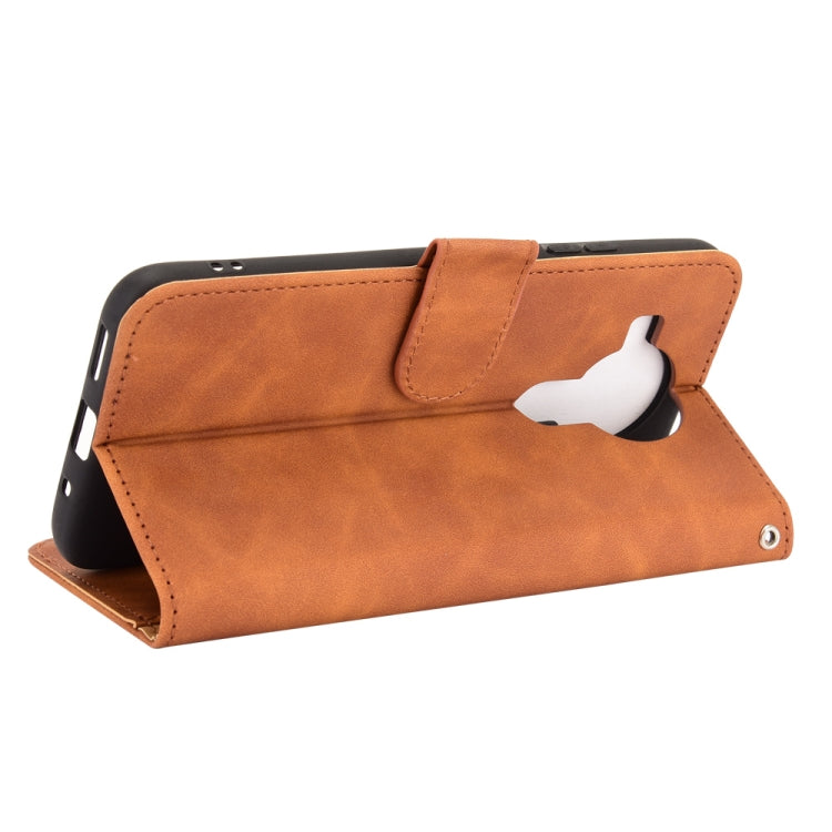 For Nokia 7.3 Solid Color Skin Feel Magnetic Buckle Horizontal Flip Calf Texture PU Leather Case with Holder & Card Slots & Wallet