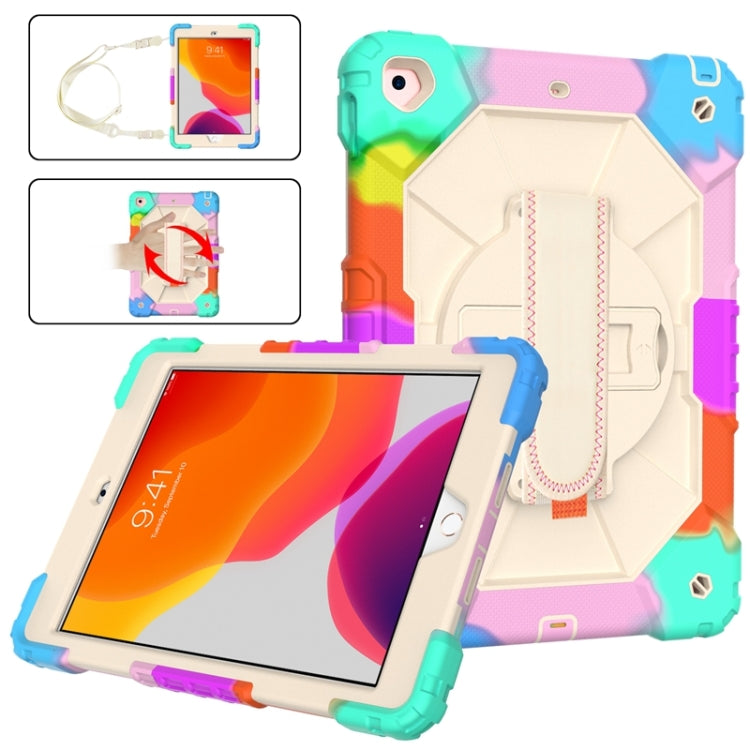 For iPad 10.2 2021 / 2020 / 2019 Contrast Color Robot Shockproof Silicon + PC Protective Case with Holder & Shoulder Strap