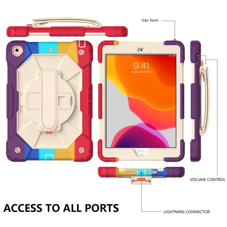 For iPad 10.2 2021 / 2020 / 2019 Contrast Color Robot Shockproof Silicon + PC Protective Case with Holder & Shoulder Strap