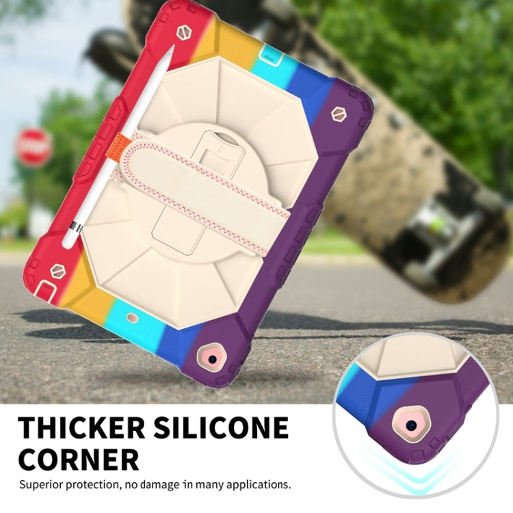 For iPad 10.2 2021 / 2020 / 2019 Contrast Color Robot Shockproof Silicon + PC Protective Case with Holder & Shoulder Strap